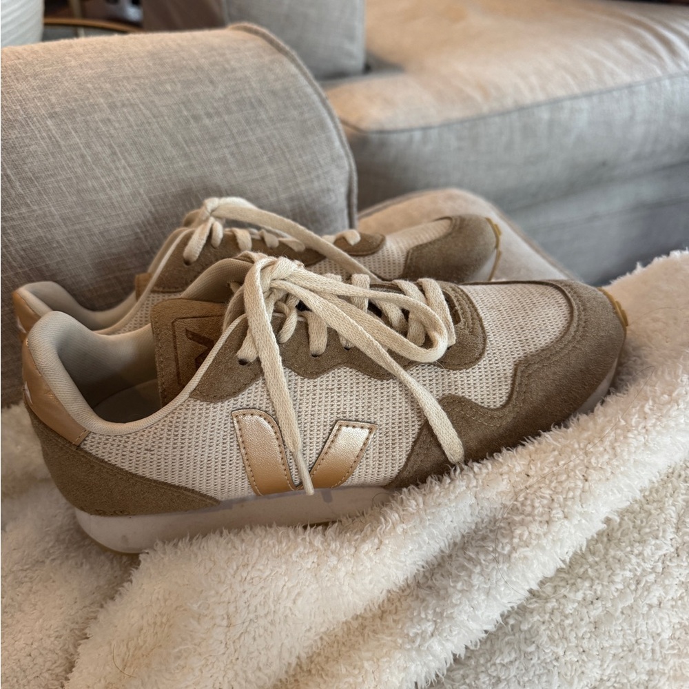 Veja Beige and White Sneakers